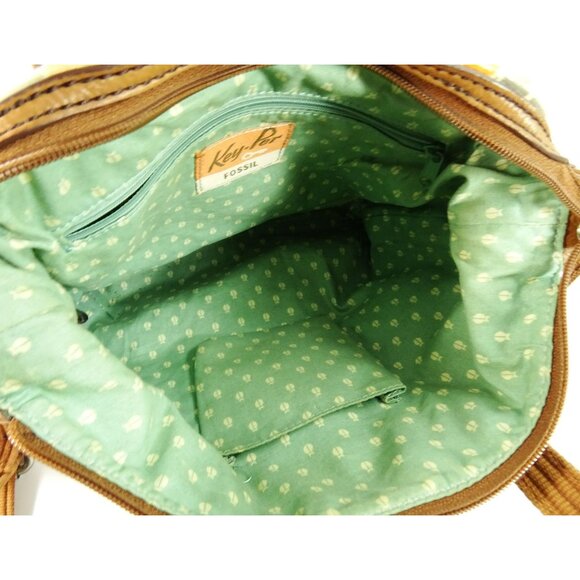 Fossil Key-Per Crossbody Tote Bag Geometric Print Coated Canvas Retro Style - Picture 10 of 12